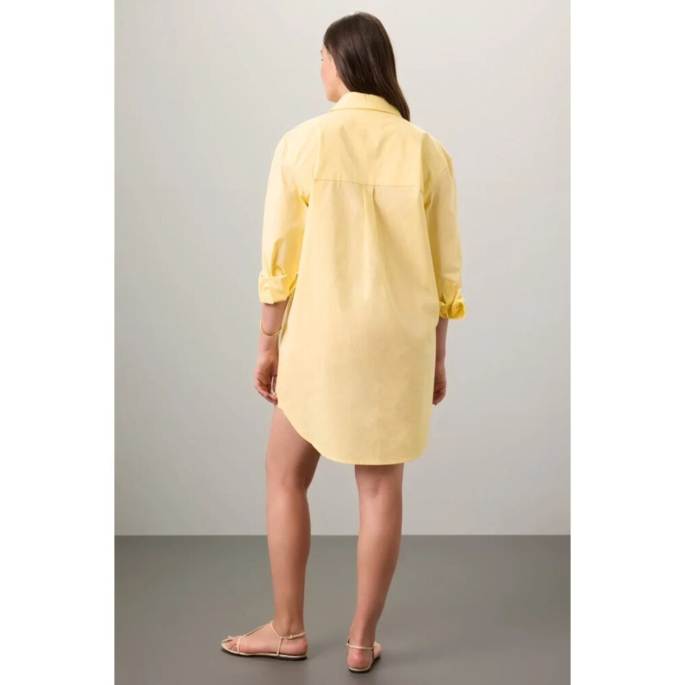 Saunders Yellow Oversized Mini Shirt Dress Size 4 Designer Women’s Casual Style - Picture 2 of 15